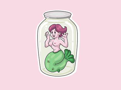 Mermaid jar cute funny illustration jar mermaid