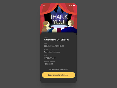 daily UI #054 - Confirmation 054 app black confirmation daily daily ui design illustration red stage ticket ui