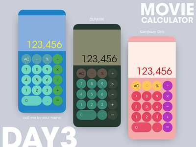 daily UI #004 - Calculator app colorful daily daily ui design movie ui