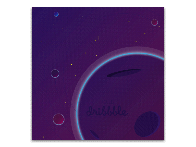 Hello Dribbble animation firstshot hello illustration universe