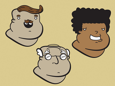 Heads afro chubby grandpa heads hipster illustrator