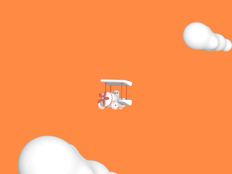 Trickplane airplane c4d clouds gif orange trickplane