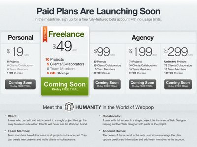 Plans & Pricing Live cloud cms plans pricing rebound webpop