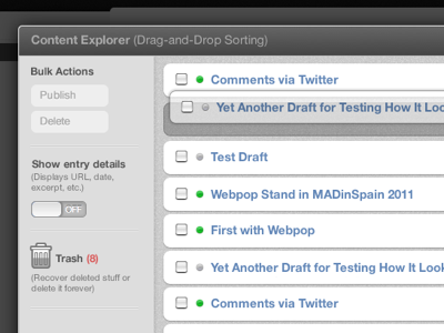 Content Explorer Comp app browser cloud cms content drag-and-drop live trash webpop