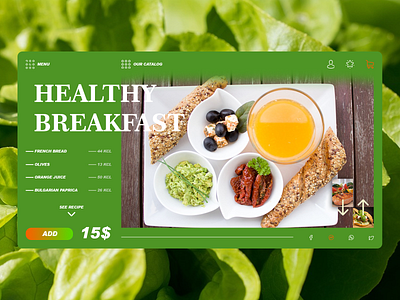 Healthy Breakfast color colors design gradient green healthy healthy food healthy lifestyle healthy living landing page product product catalog product inside ui ui design ux ux design website