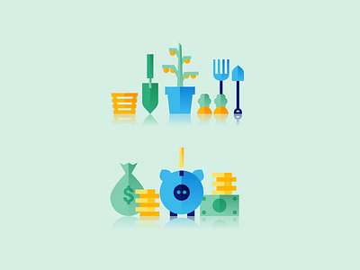 Gardening and Finance Icons finance gardening icon illustration vector