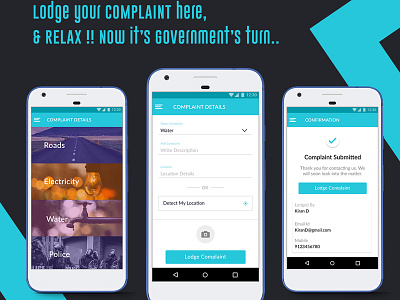 Android app to lodge complaints android app ui ux design uidesign