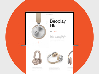 Bang&Olufsen acoustic bangolufsen clear daily100 design ecommerce flat design headphones interactive interction interface light design orange sound typography ui ux web webdesign website