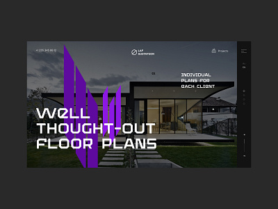 Ølaf Gustafson architectural company architecture building clear design daily100 dark design interactive interface minimal typography ui ux violet webdesign website