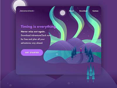 [Daily UI 003] Landing Page (Alternative) 100 day challenge dailyui design illustration northern lights