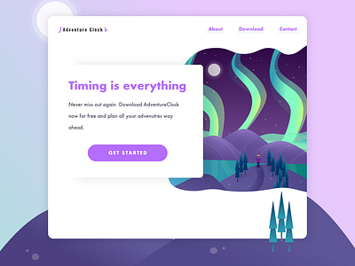 [Daily UI 003] Landing Page 100 day challenge dailyui design illustration northern lights ui