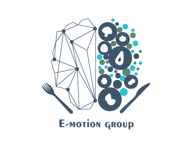 E Motion - Feed your brain blue brain company concept connection design food group logo people