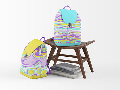 “Melted Sherbert” backpack purses pattern design product design