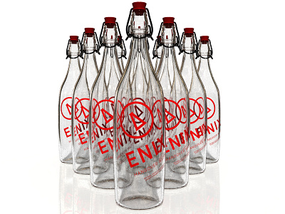Enix Hangover Water - Bowling Pins, Front 3d adobe dimension branding