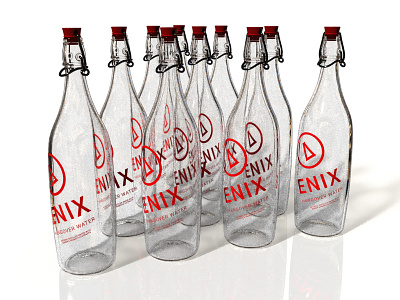 Enix Hangover Water - Bowling Pins, Side View 3d adobe dimension branding