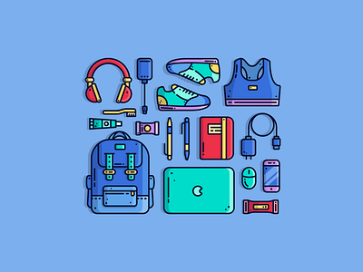 Remote Ready Backpack backpack bag branding color creative design flat flatdesign graphic graphicdesign illustration illustrator minimal remote shoes sneakers tech technology vector work