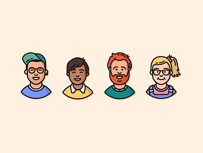 The Team avatar branding character creative cute design flat graphic graphicdesign graphics group icon illustration minimal people people icons person team vector