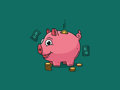 That's Mr Piggy Bank to you animal branding cash character creative cute design flat graphic green illustration minimal money pig piggybank vector