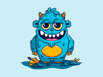 The Friendly Monster animal character character art creative cute design drawing flat graphic illustration minimal monster monsters troll vector