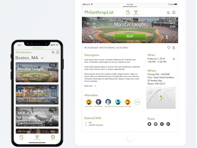 PhilanthropList events mobile philanthropy responsive responsive design tablet