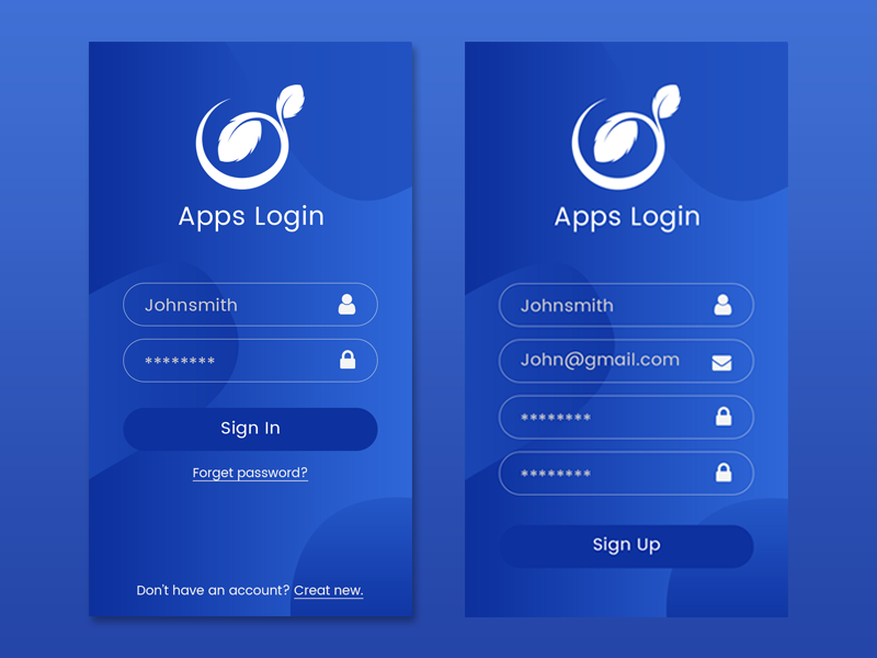 Login application. Красивый Интерфейс. Интерфейс мобильного приложения. Авторизация UI. Экран входа в приложение.