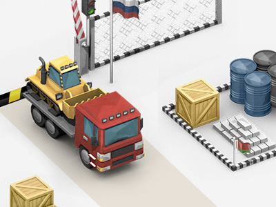 Delivery border box fence jerrycan load truck