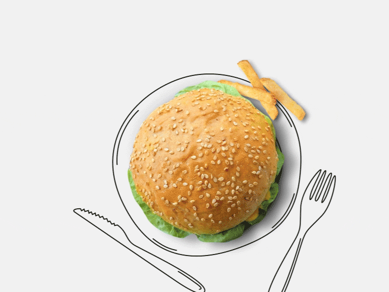 Burger landing animation blue burger design food illustraton landing red web