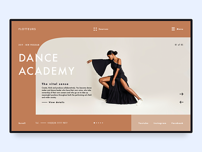 Dance Studio Website advertising dance fashion hero banner informative website