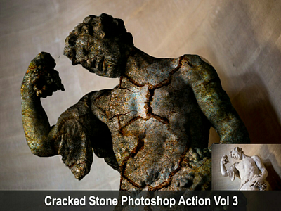 Cracked Stone Photoshop Action Vol 3