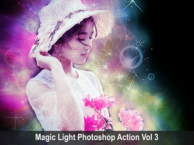 Magic light photoshop action vol 3 envato envatomarket flyer girl light magic photo photoshop pinterest poster sparkling trending viral