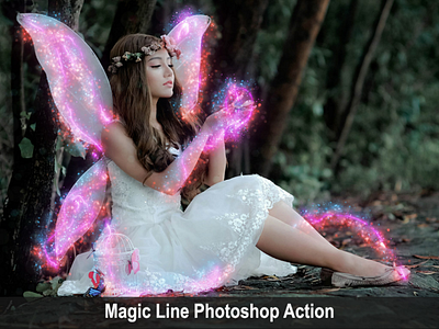 Magic Line Photoshop Action envato envatomarket flyer girl light magic photo photoshop pinterest poster sparkling trending viral