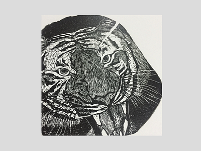 Tiger engraving black and white handmade tiger wood engraving