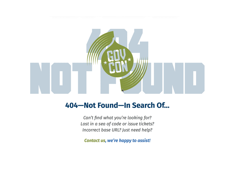 Drupal GovCon ’17 404 Message 404 animation dialog error notice radar ux web