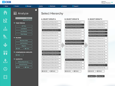 Expanded Application Filtering analytics chart dashboard data dataviz flyout interaction interface navigation ux visualization