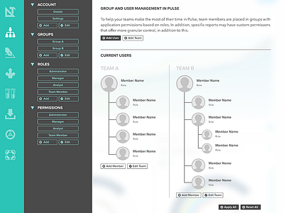 Team Administration UI admin analytics dashboard dataviz flyout group interaction interface management navigation ux visualization