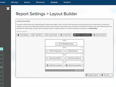 Layout Builder UI analysis dashboard data dataviz flyout interaction interface navigation ui ux