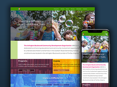 ABCD Website colorful mobile nonprofit rwd ui ux website