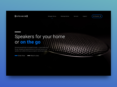 Speaker Web Concept (Blue & Black) black blue dark minimalist design simple speakers typography ui web