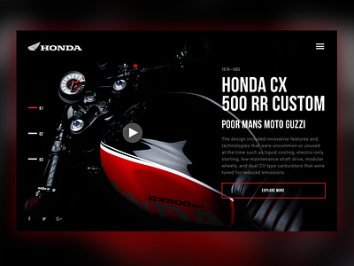 Honda Motorcycle Design Exploration black dark design honda motor motorcycle red ui