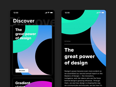 Dark UI card exploration black color dark design gradient gradient color typography ui