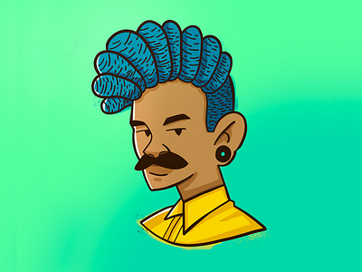 Blue Dreads character design illustration man
