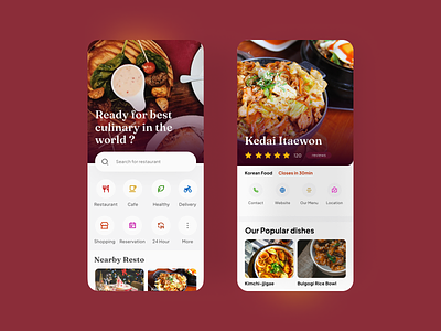 Resto Finder Exploration app clean design mobile restaurant ui yelp