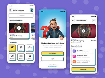 Online Learning Education - Mobile App app ui application collage cources game game ui kids app kids education learning online mockups motions online online education school tutor uidesign uiux vector video cource web design