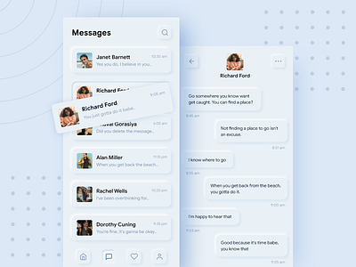 Neumorphism Chat UI app ui appdesign application chatbox chatting graphic design landing page live chat logo material design messenger minimal ui neumorphism neumorphism ui news feed online uidesign uiux web ui wireframe