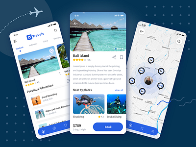 Travel Guide App Design animation app ui appdesign application application ui booking chatting hotel illustration landing page map minimal mobile online booking tour travel app travel app ui uidesign uiux web ui