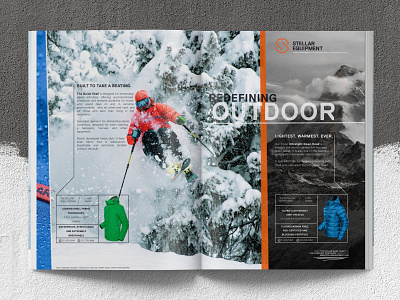 Outdoor Clothing Branding and Design .MagazineAd alpine branding clothing brand conceptual design design editorial design graphic print print design ski typography