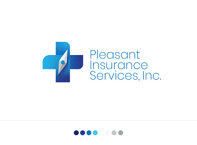 Pleasant Insurance Logo Design blue compass desgin gradient insurance insurance logo medical