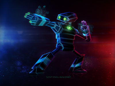 sentinel A260987 adobe illustrator adobe photoshop blue gradient hud red robot