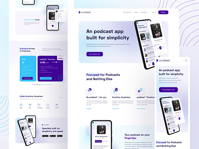 Podkest - Podcast app Landing Page android app blur cards clean design ios landing page minimal musicplayer player podcast rounded ui webdesign website