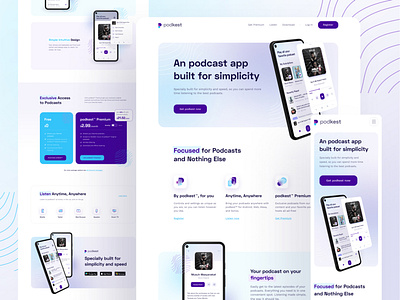 Podkest - Podcast app Landing Page android app blur cards clean design ios landing page minimal musicplayer player podcast rounded ui webdesign website
